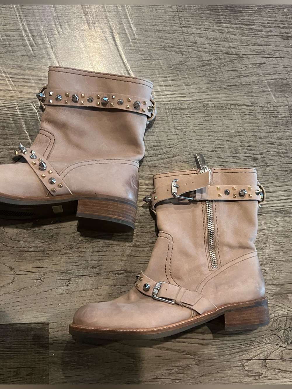 Sam Edelman Studded Ankle Boots - Taupe Pink